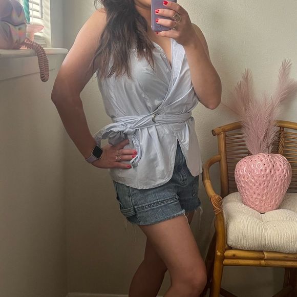 Small/medium Saks Fifth Avenue/WAYF minimalist blue top - Picture 7 of 8